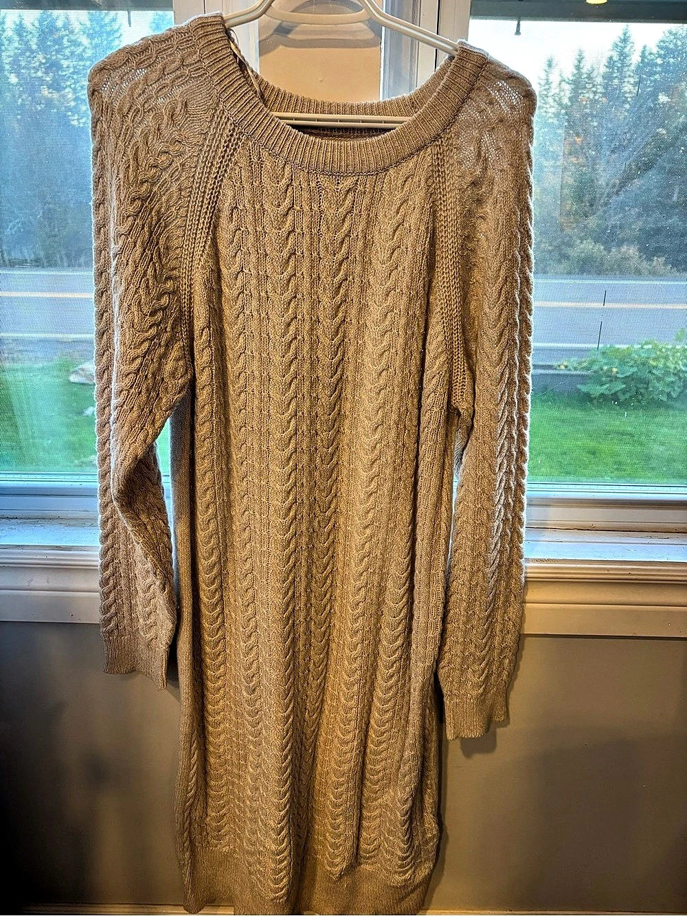Iyla Cable Knit Mini Dress in Brown Size Large Like New